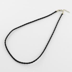 Braided leather imitation 3mm necklace 42cm.